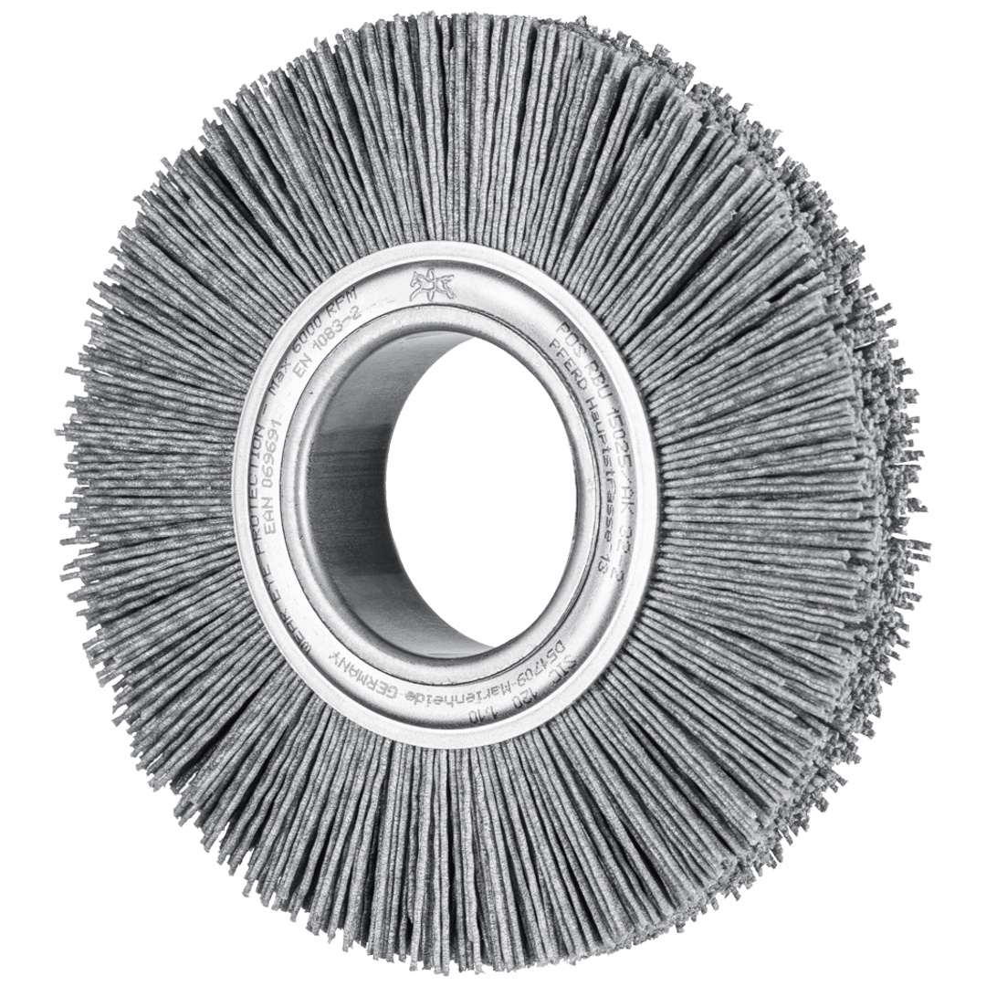 PFERD TOOLS Rundbürste breit ungezopft RBU Ø 150x25xvari. Bohr. SiC-Filament-Ø 1,10mm Korn 120 Schleifbock