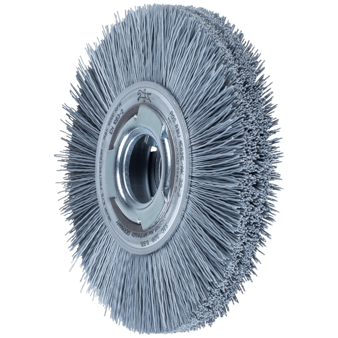 PFERD TOOLS Rundbürste breit ungezopft RBU Ø 150x25xvari. Bohr. SiC-Filament-Ø 0,55 mm Korn 320 Schleifbock