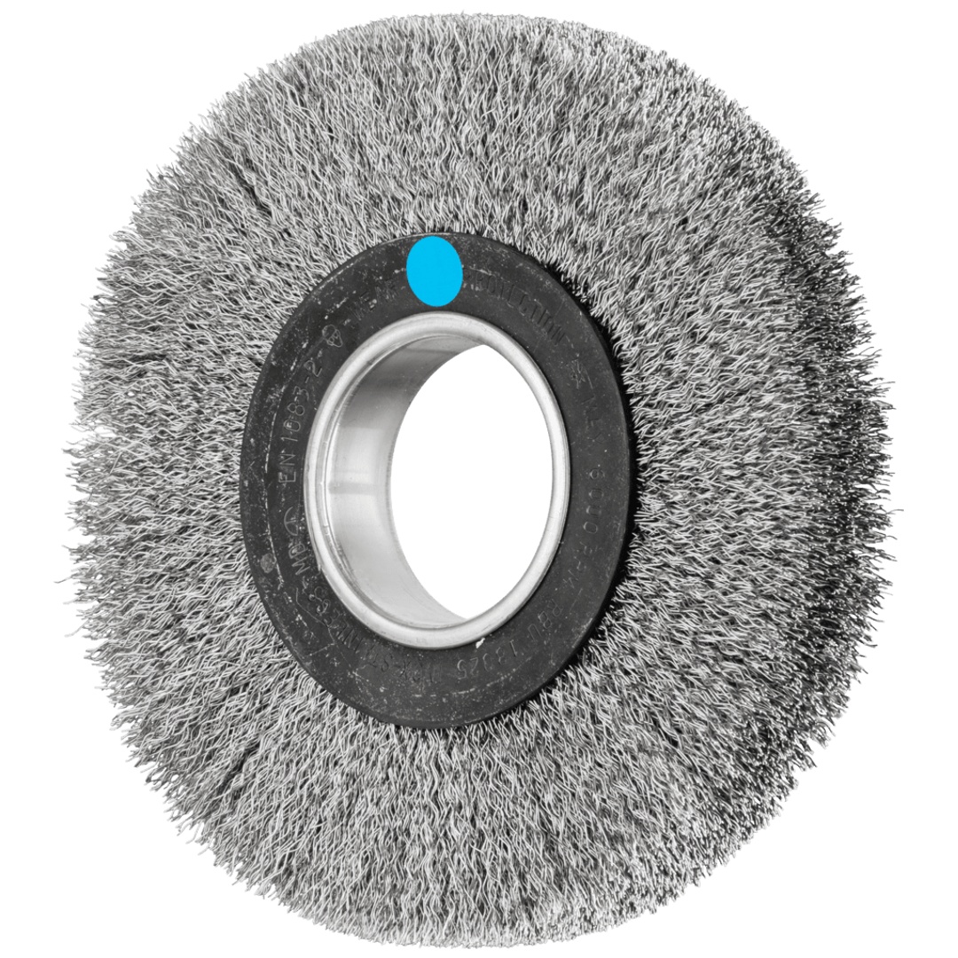 PFERD TOOLS POS Rundbürste breit ungezopft RBU Ø180x25xvariable Bohrung Edelstahl-Draht-Ø0,30 Schleifbock