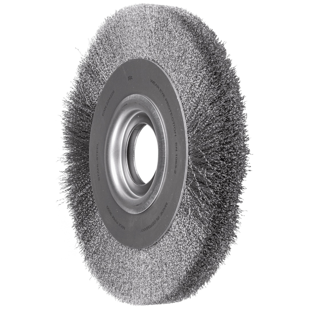 PFERD TOOLS Rundbürste breit ungezopft RBU Ø250x30xvariable Bohrung Stahl-Draht-Ø0,20 Schleifbock