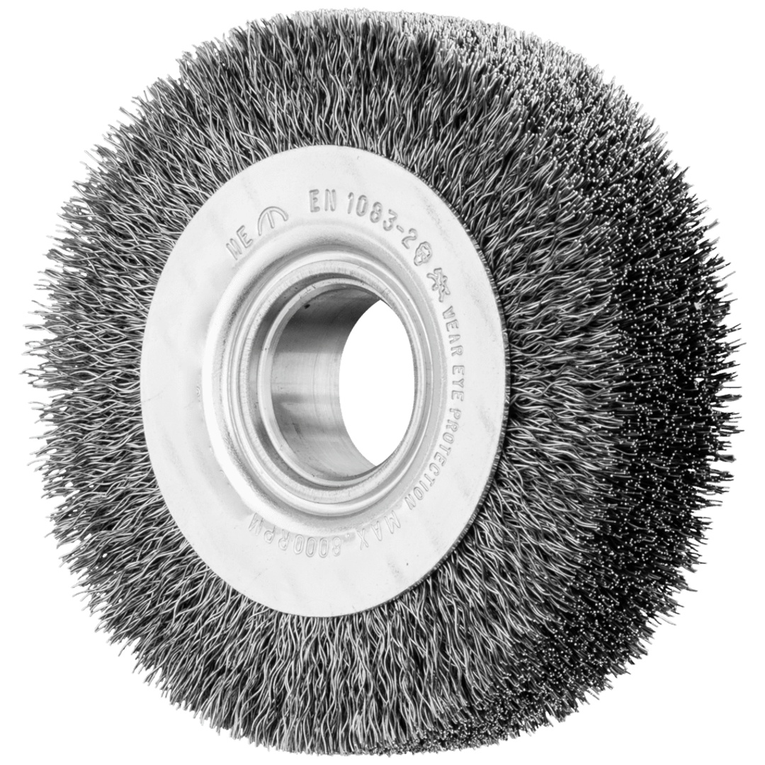 PFERD TOOLS POS Rundbürste breit ungezopft RBU Ø80x20xvariable Bohrung Stahl-Draht-Ø0,15 Schleifbock