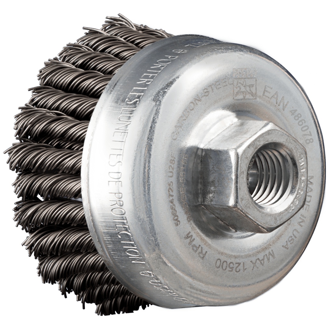 PFERD TOOLS POS Topfbürste 2-reihig gezopft TBG HD Ø 65 mm M14 Stahl-Draht-Ø 0,50 mm Winkelschleifer