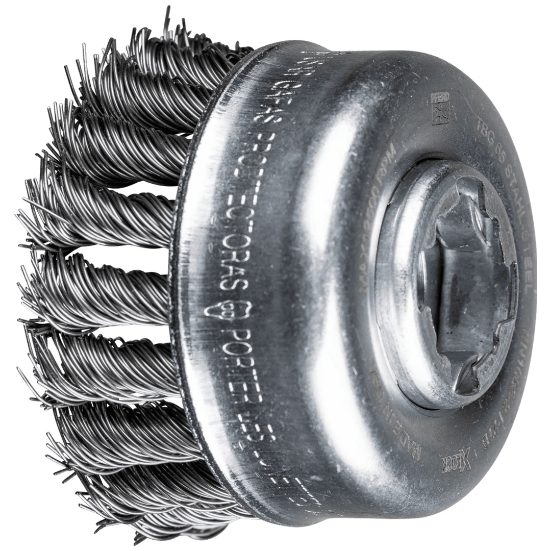 PFERD TOOLS Topfbürste gezopft TBG Ø 65 mm Bohrung 22,2 mm/X-LOCK Edelstahl-Draht-Ø 0,50mm Winkelschleifer