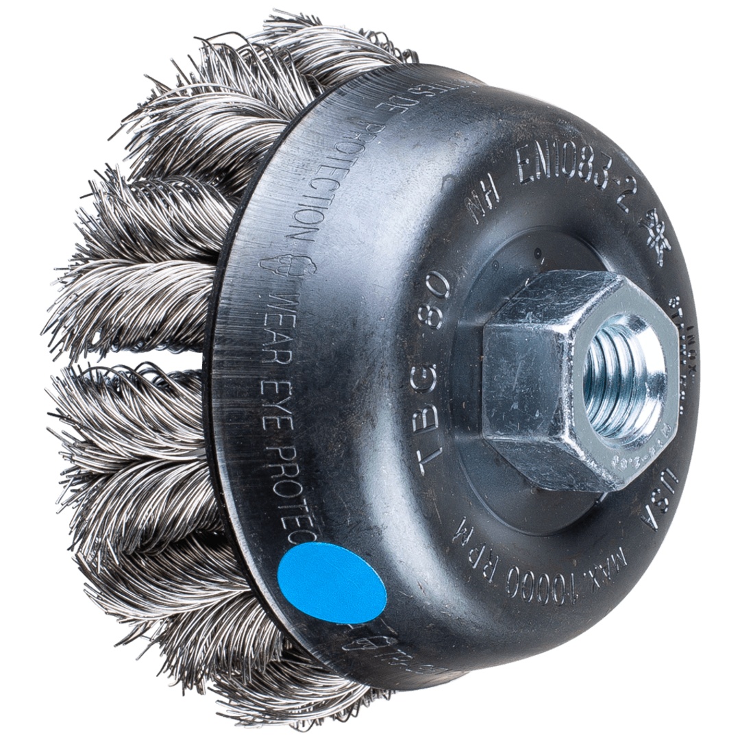 PFERD TOOLS COMBITWIST Topfbürste gezopft TBG Ø 80mm M14 Edelstahl-Draht-Ø 0,35 mm Winkelschleifer