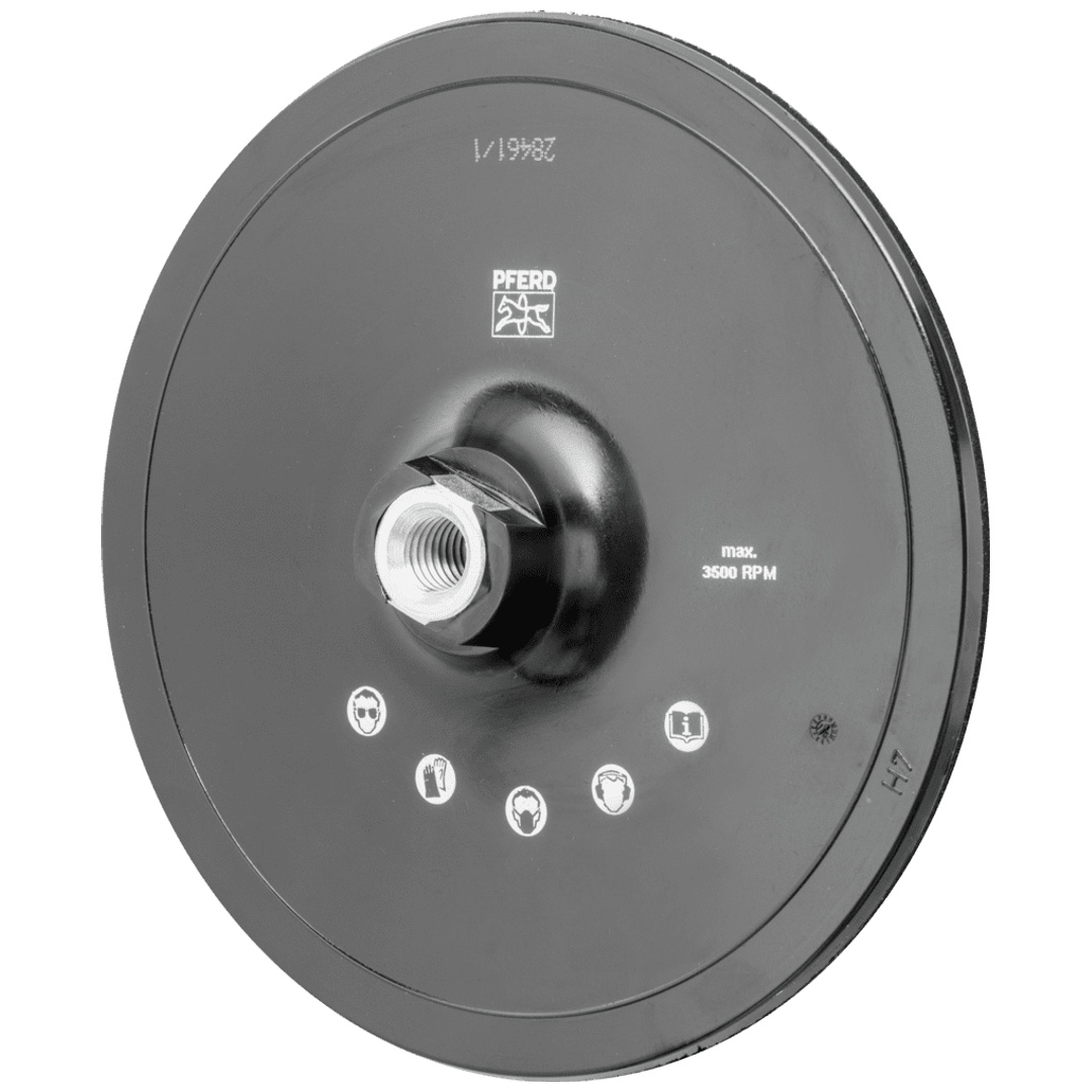 PFERD TOOLS POLIVLIES-Klettrondenhalter PVKRH Ø 180mm Gewinde M14 mit Zentrierzapfen Ø 22 mm