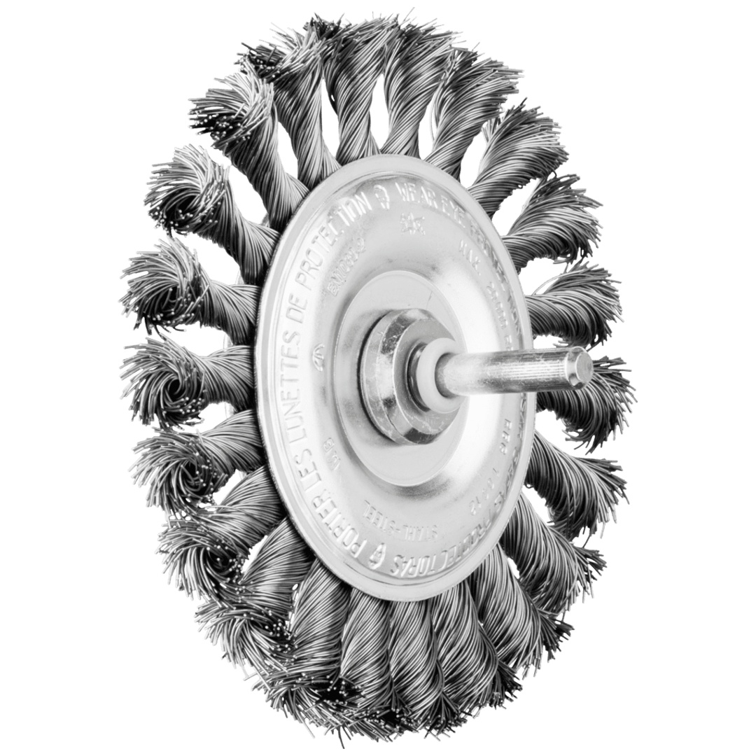 PFERD TOOLS Rundbürste gezopft RBG Ø100x12 mm Schaft-Ø6 mm Stahl-Draht-Ø0,35