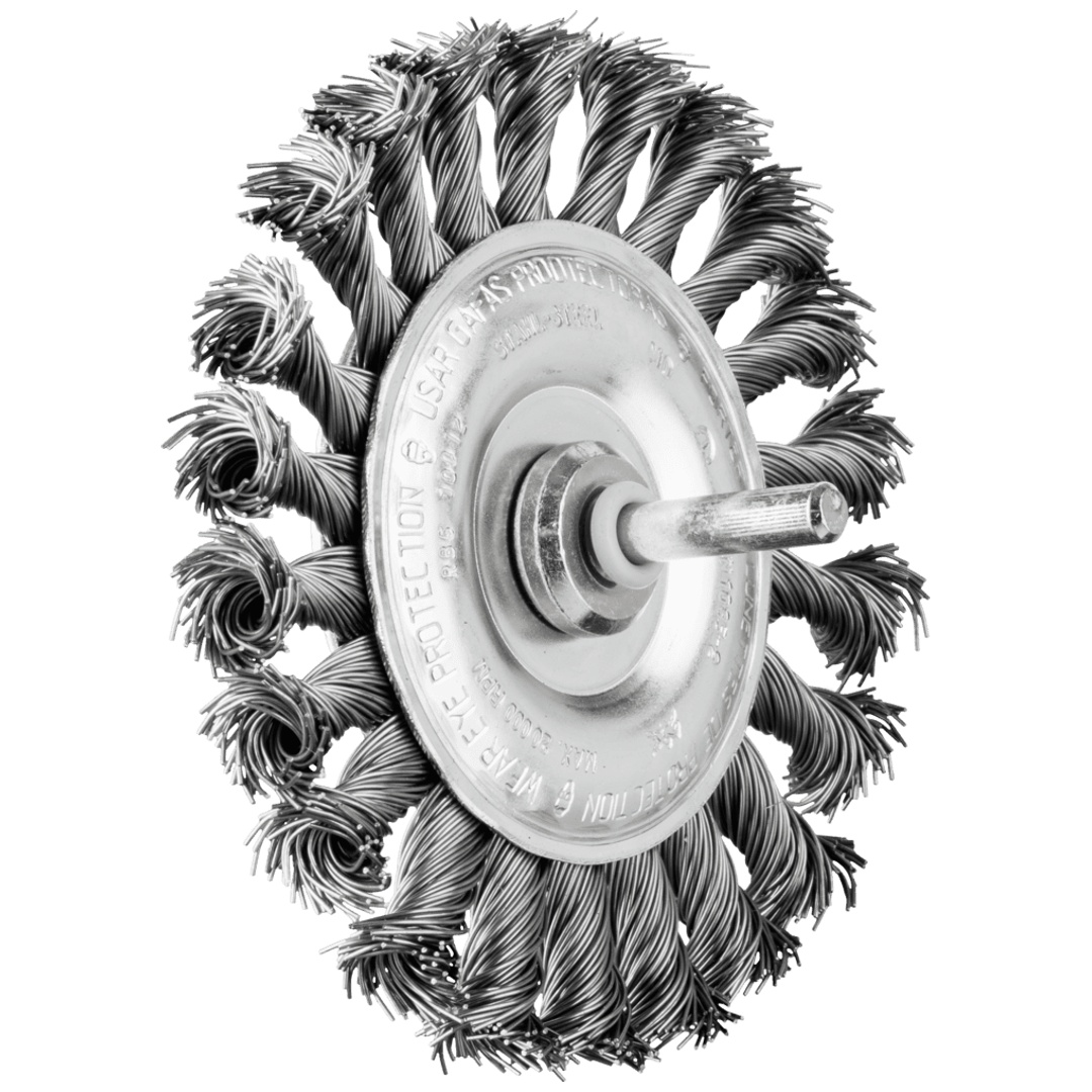 PFERD TOOLS Rundbürste gezopft RBG Ø100x12 mm Schaft-Ø6 mm Stahl-Draht-Ø0,50