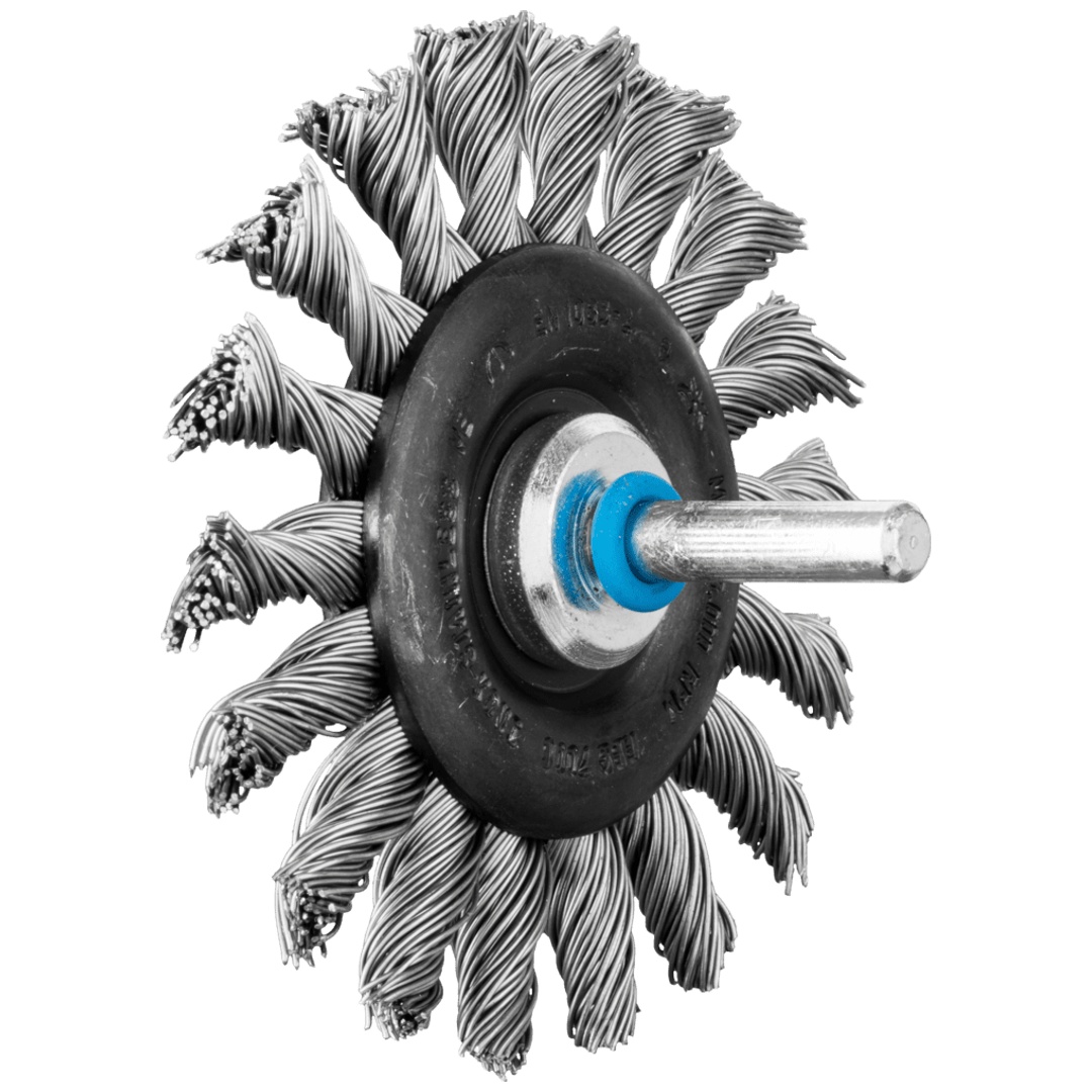 PFERD TOOLS Rundbürste gezopft RBG Ø76x6 mm Schaft-Ø6 mm Edelstahl-Draht-Ø0,50
