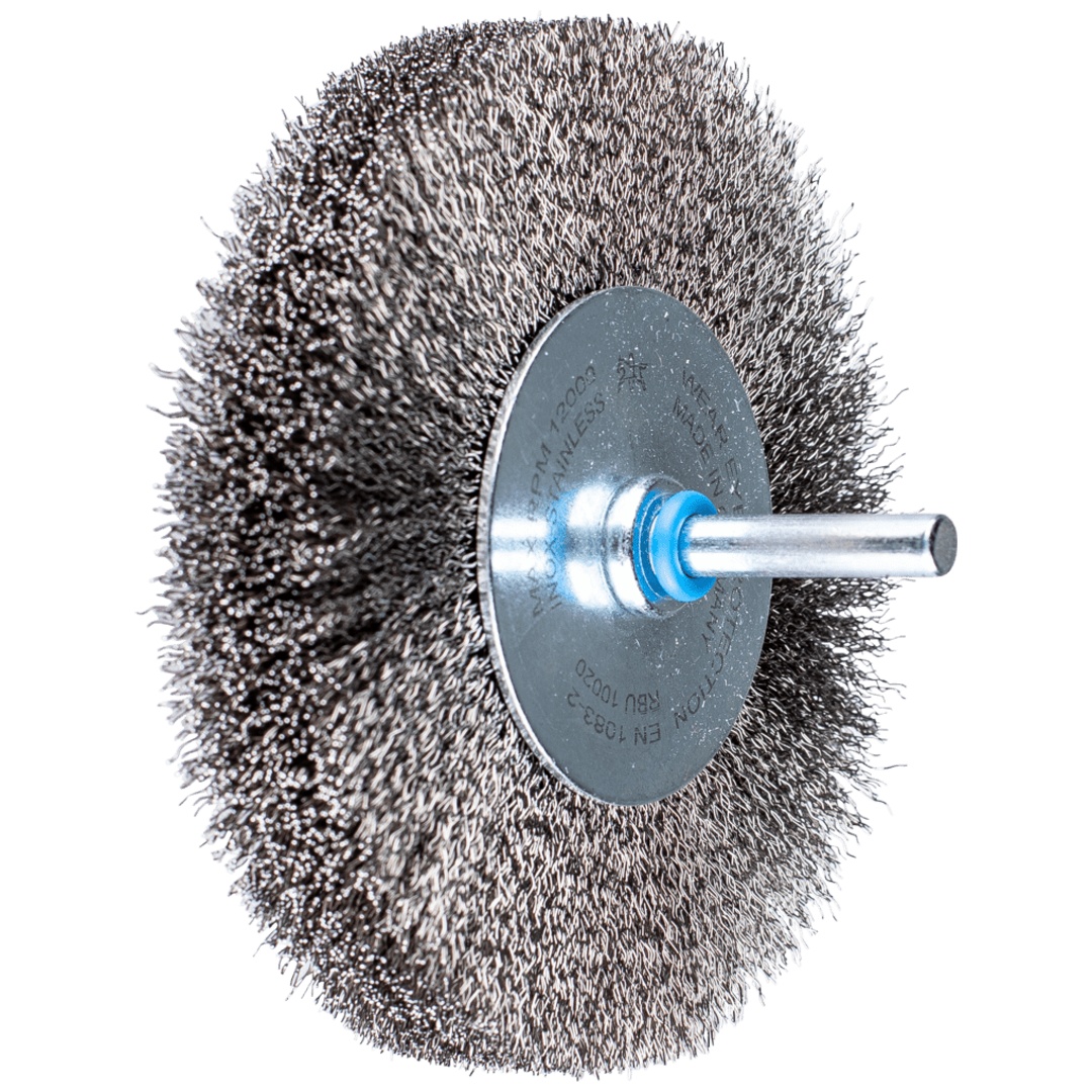 PFERD TOOLS Rundbürste ungezopft RBU Ø100x20mm Schaft-Ø6 mm Edelstahl-Draht-Ø0,20