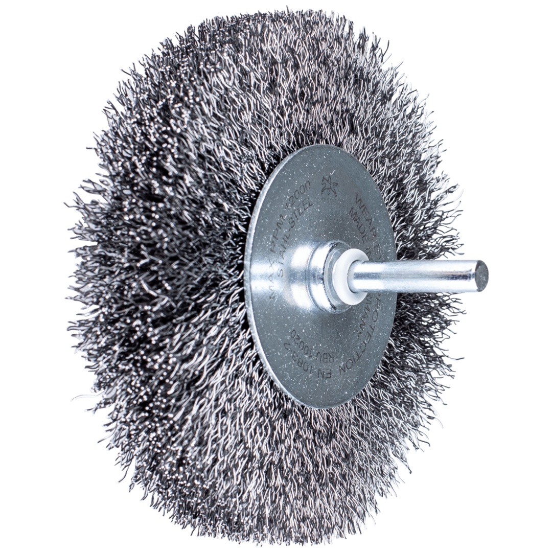 PFERD TOOLS Rundbürste ungezopft RBU Ø100x20mm Schaft-Ø6 mm Stahl-Draht-Ø0,30
