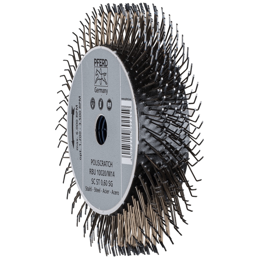 PFERD TOOLS POLISCRATCH Rundbürste ungezopft RBU Ø100x20mm M14 Stahl-Draht-Ø0,60 Winkelschleifer