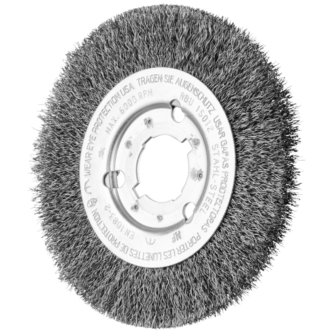 PFERD TOOLS Rundbürste schmal ungezopft RBU Ø150x12xvariable Bohrung Stahl-Draht-Ø0,25
