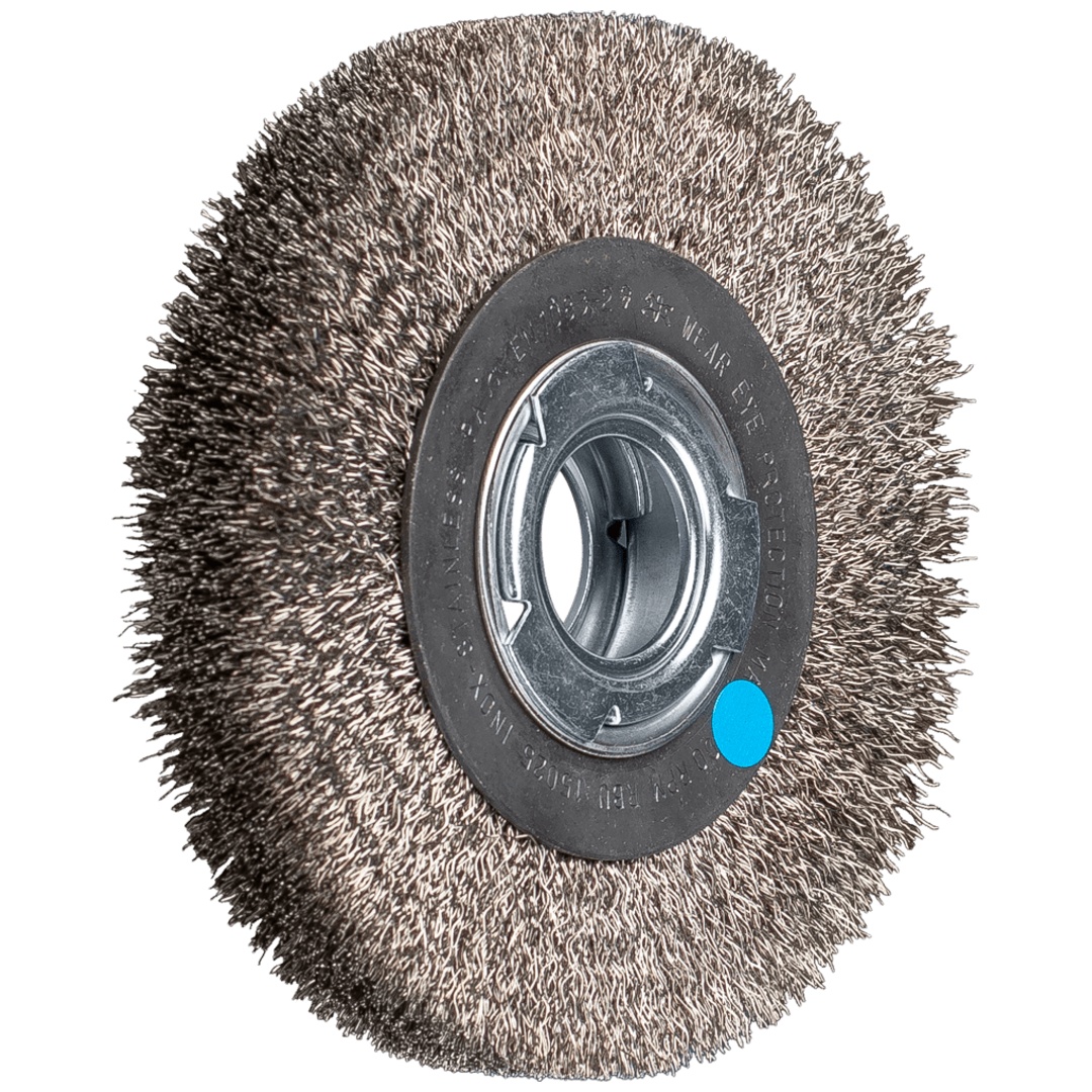 PFERD TOOLS Rundbürste breit ungezopft RBU Ø150x25xvariable Bohrung Edelstahl-Draht-Ø0,30 Schleifbock