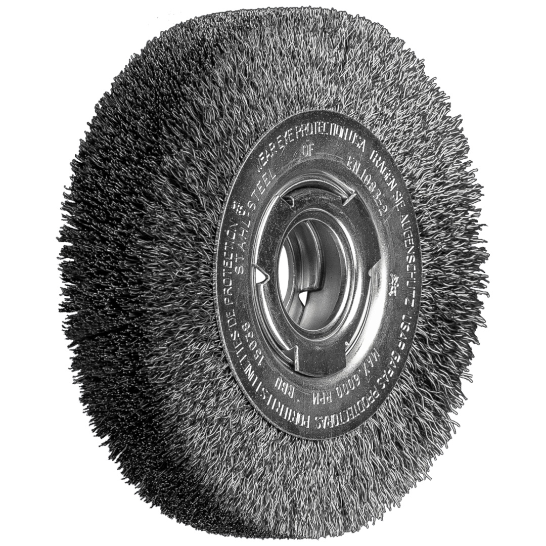 PFERD TOOLS Rundbürste breit ungezopft RBU Ø150x38xvariable Bohrung Stahl-Draht-Ø0,30 Schleifbock