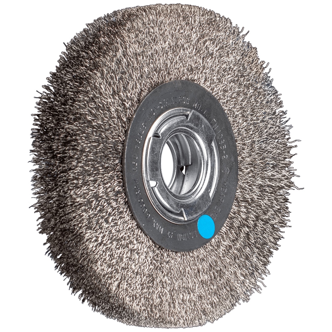 PFERD TOOLS Rundbürste breit ungezopft RBU Ø180x25xvariable Bohrung Edelstahl-Draht-Ø0,30 Schleifbock
