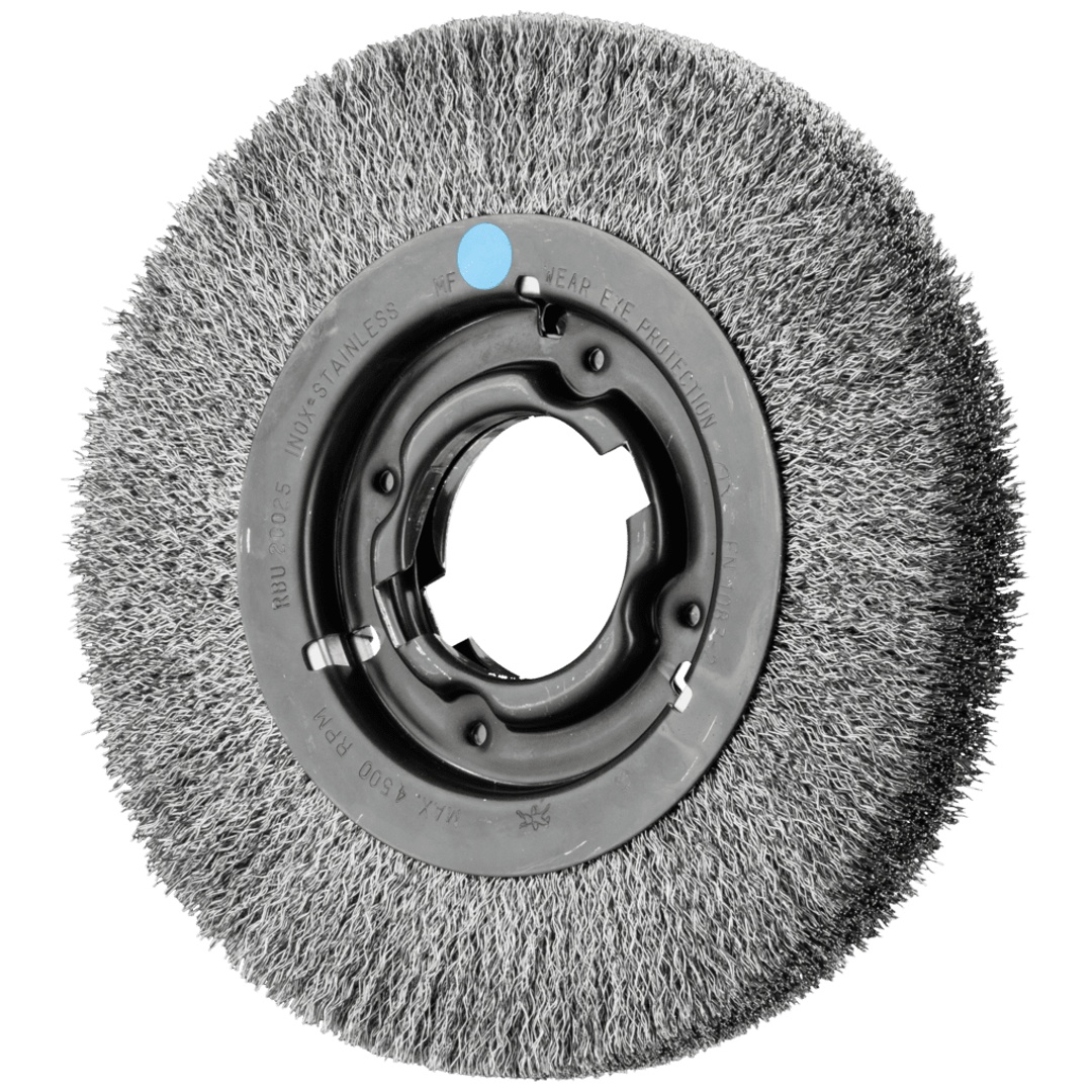 PFERD TOOLS Rundbürste breit ungezopft RBU Ø200x25xvariable Bohrung Edelstahl-Draht-Ø0,30 Schleifbock