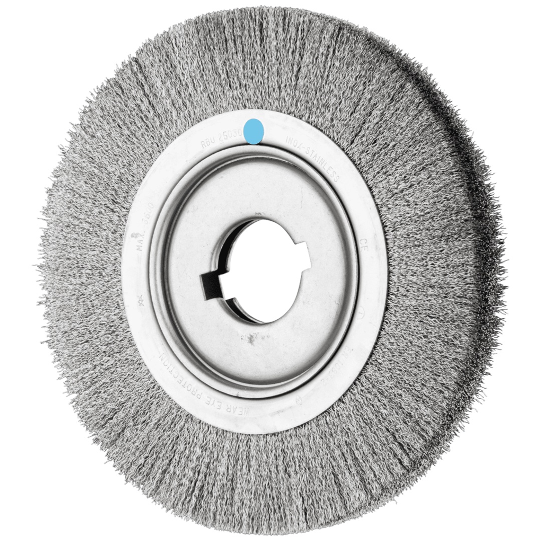 PFERD TOOLS Rundbürste breit ungezopft RBU Ø250x30xvariable Bohrung Edelstahl-Draht-Ø0,30 Schleifbock