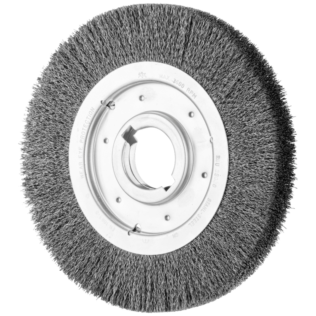 PFERD TOOLS Rundbürste breit ungezopft RBU Ø250x30xvariable Bohrung Stahl-Draht-Ø0,30 Schleifbock