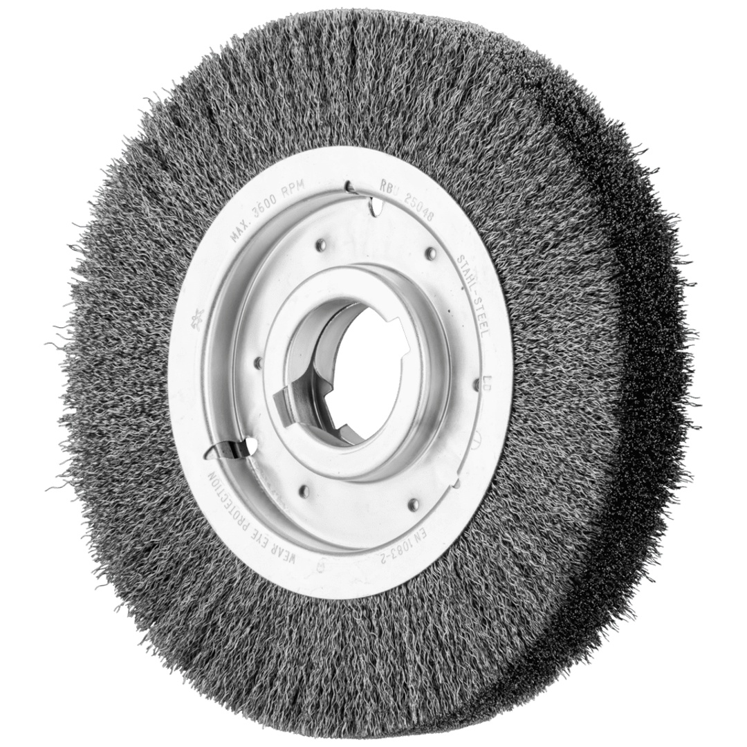 PFERD TOOLS Rundbürste breit ungezopft RBU Ø250x48xvariable Bohrung Stahl-Draht-Ø0,30 Schleifbock