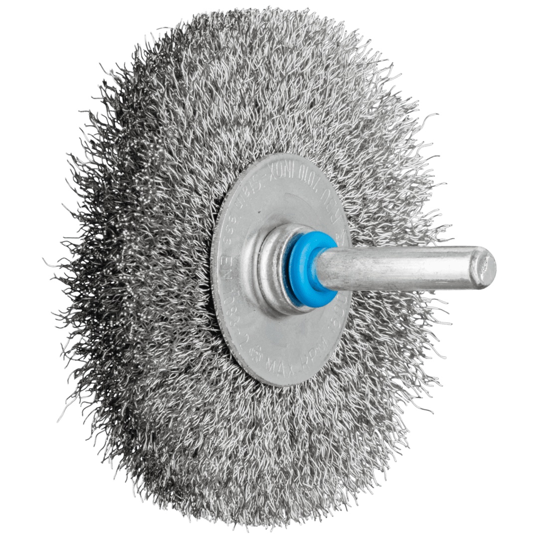 PFERD TOOLS Rundbürste ungezopft RBU Ø70x10mm Schaft-Ø6 mm Edelstahl-Draht-Ø0,20