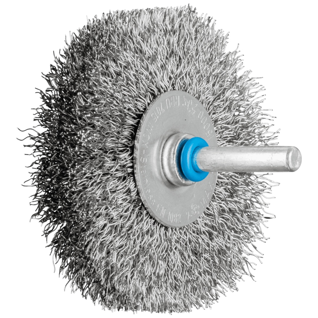 PFERD TOOLS Rundbürste ungezopft RBU Ø70x15 mm Schaft-Ø6 mm Edelstahl-Draht-Ø0,30