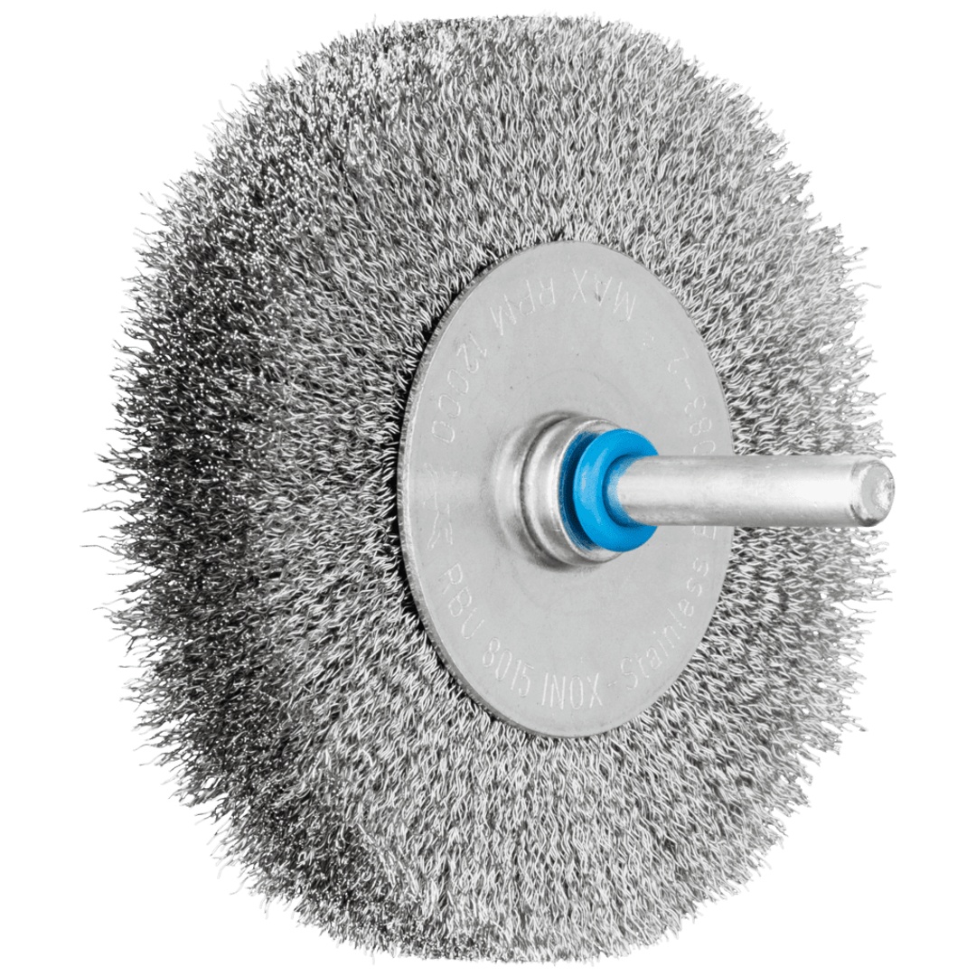 PFERD TOOLS Rundbürste ungezopft RBU Ø80x15 mm Schaft-Ø6 mm Edelstahl-Draht-Ø0,15