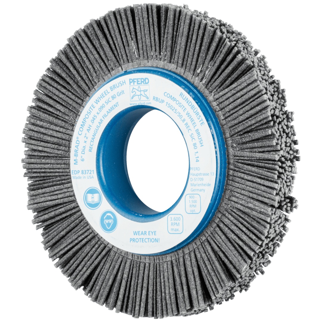 PFERD TOOLS COMPOSITE Rundbürste RBUP Ø 150x25x50,8 mm Bohrung SiC-Filament-Ø 1,14 mm Korn 80 stationär