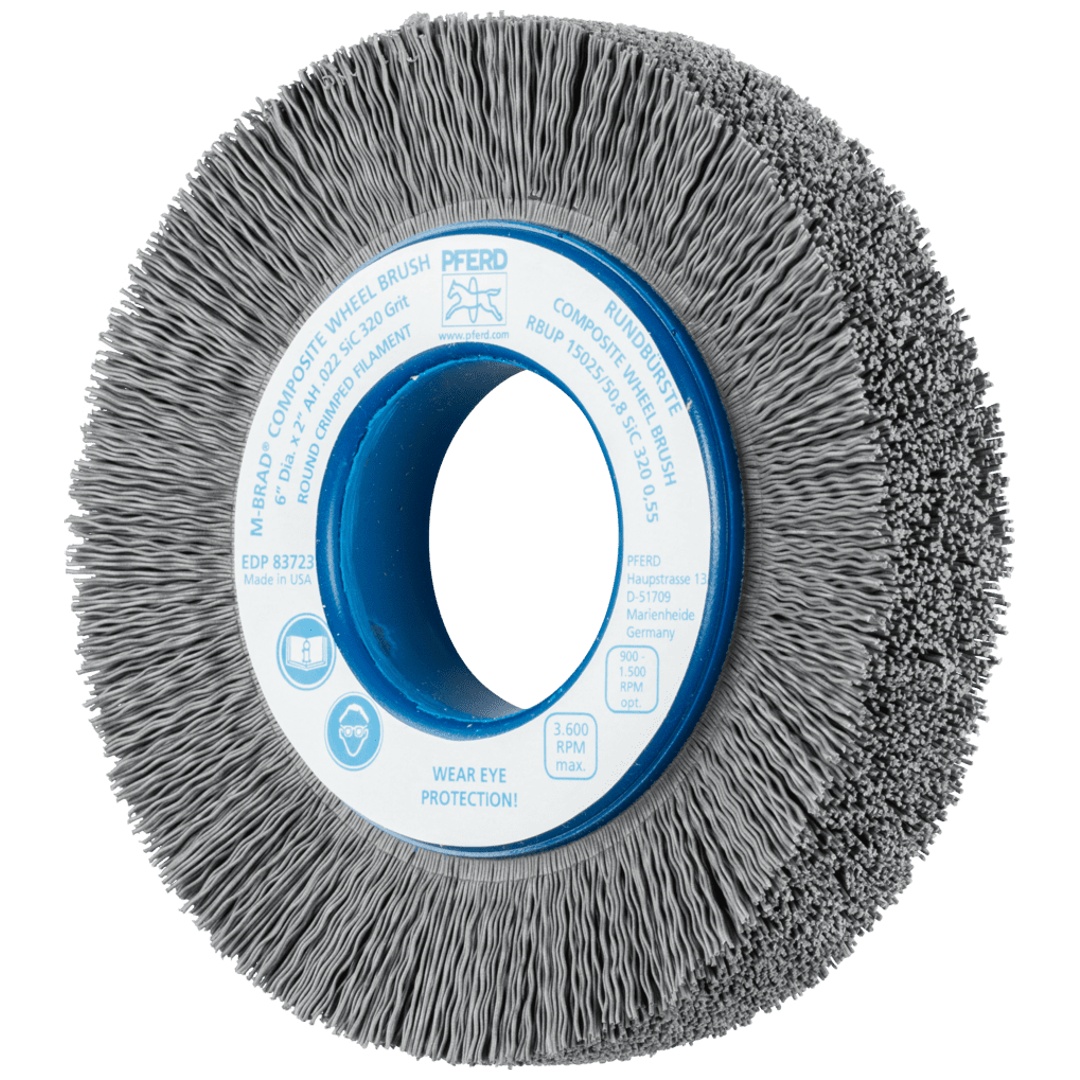PFERD TOOLS COMPOSITE Rundbürste RBUP Ø 150x25x50,8 mm Bohrung SiC-Filament-Ø 0,55 mm Korn 320 stationär