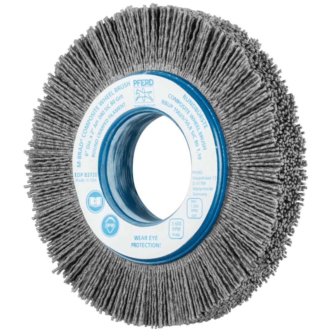 PFERD TOOLS COMPOSITE Rundbürste RBUP Ø 150x25x50,8 mm Bohrung SiC-Filament-Ø 1,10mm Korn 80 stationär