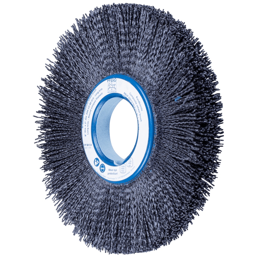 PFERD TOOLS COMPOSITE FLEX Rundbürste RBUP Ø 200x13x50,8 mm Keramik-Filament-Ø 1,10mm Korn 80 stationär