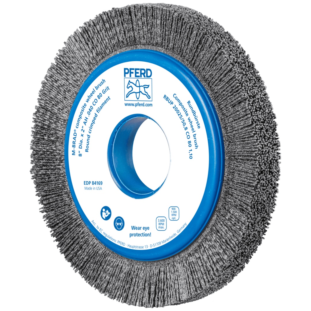 PFERD TOOLS COMPOSITE Rundbürste RBUP Ø 200x25x50,8 mm Bohrung Keramik-Filament-Ø 1,10mm Korn 80 stationär