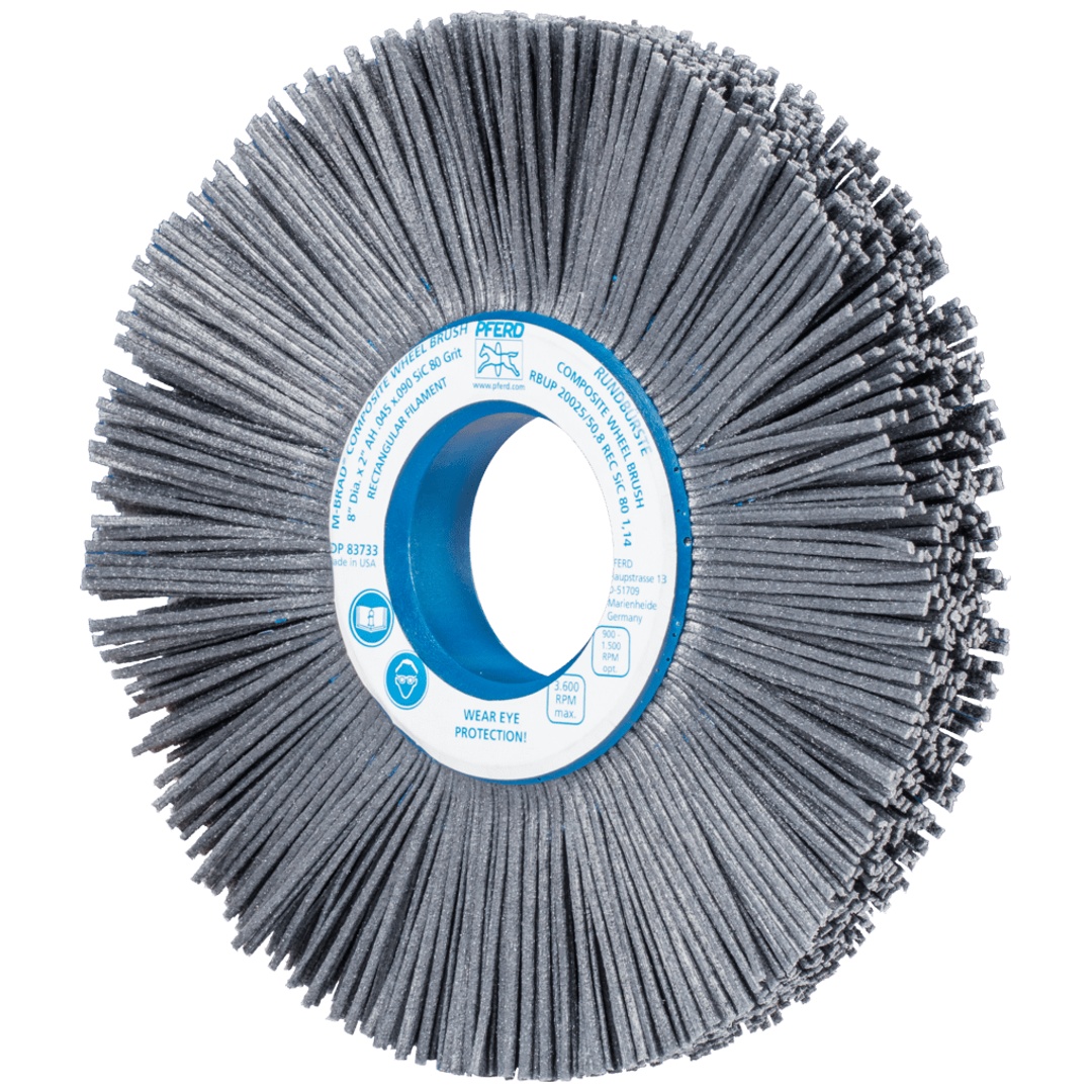 PFERD TOOLS COMPOSITE FLEX Rundbürste RBUP Ø 200x25x50,8 mm Bohrung SiC-Filament-Ø 1,14 mm Korn 80 stationär