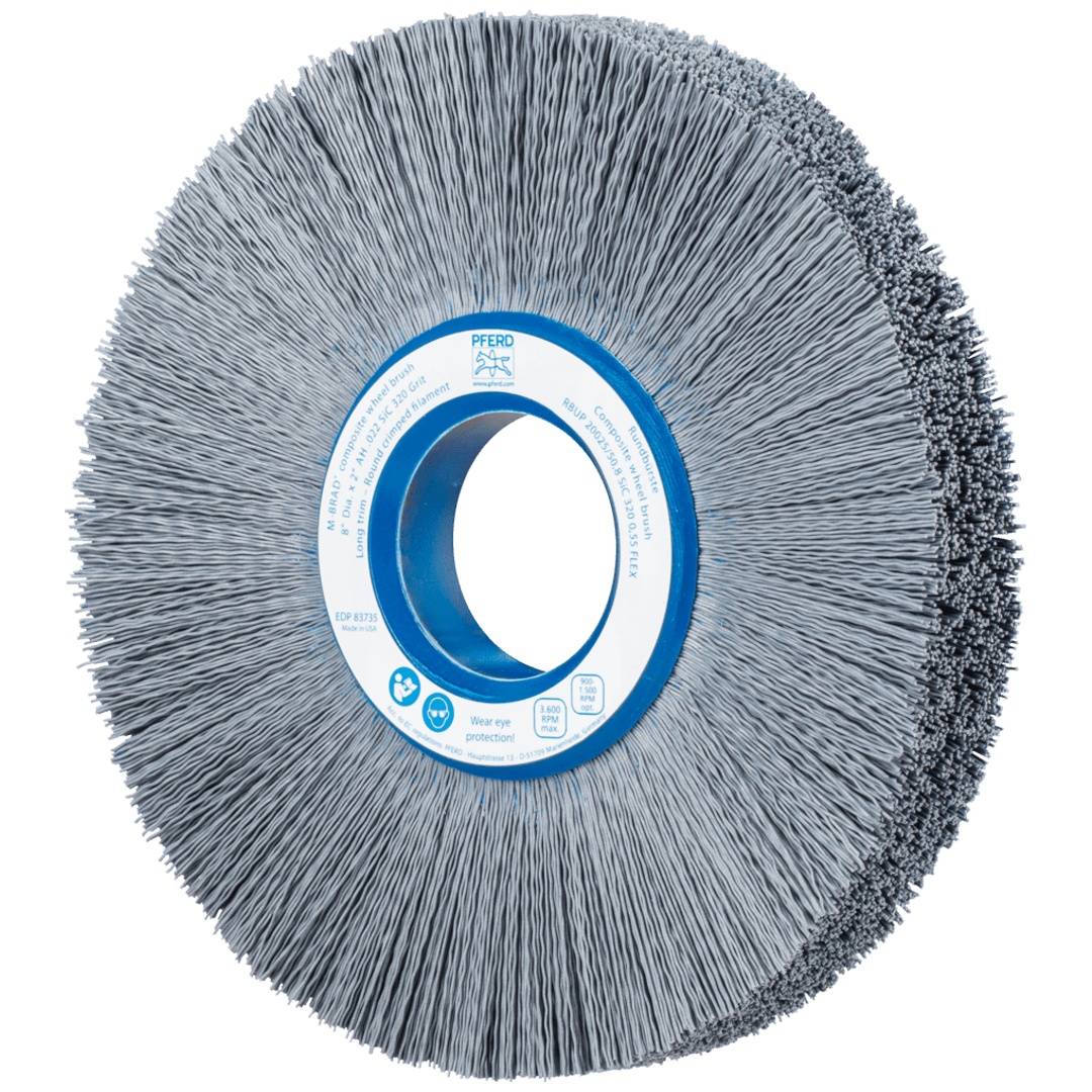 PFERD TOOLS COMPOSITE FLEX Rundbürste RBUP Ø 200x25x50,8 mm Bohrung SiC-Filament-Ø 0,55 mm Korn 320 stationär