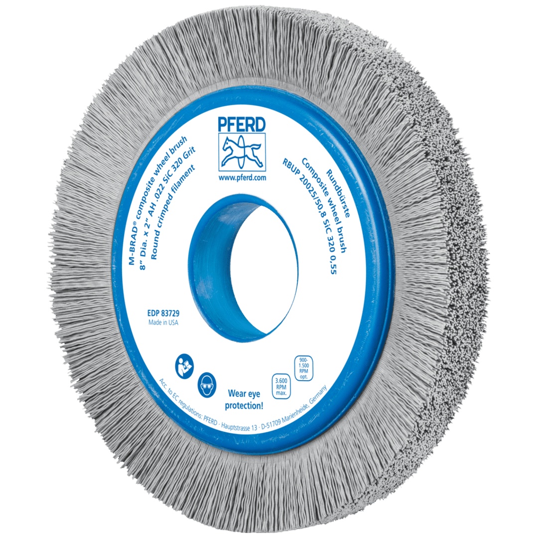 PFERD TOOLS COMPOSITE Rundbürste RBUP Ø 200x25x50,8 mm Bohrung SiC-Filament-Ø 0,55 mm Korn 320 stationär