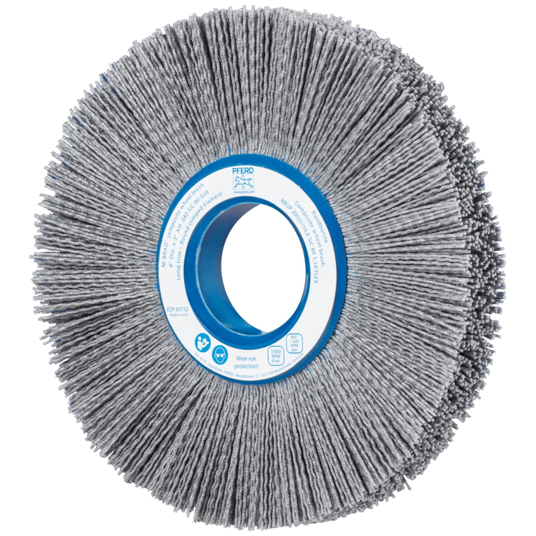 PFERD TOOLS COMPOSITE FLEX Rundbürste RBUP Ø 200x25x50,8 mm Bohrung SiC-Filament-Ø 1,00mm Korn 80 stationär