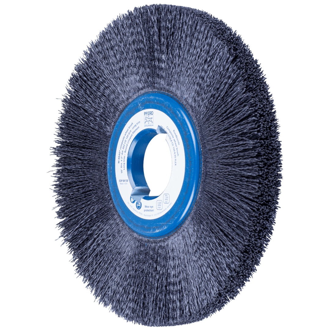 PFERD TOOLS COMPOSITE FLEX Rundbürste RBUP Ø 250x13x50,8 mm Keramik-Filament-Ø 0,55 mm Korn 120 stationär