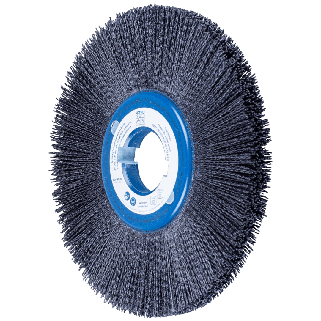 PFERD TOOLS COMPOSITE FLEX Rundbürste RBUP Ø 250x13x50,8 mm Keramik-Filament-Ø 1,10mm Korn 80 stationär