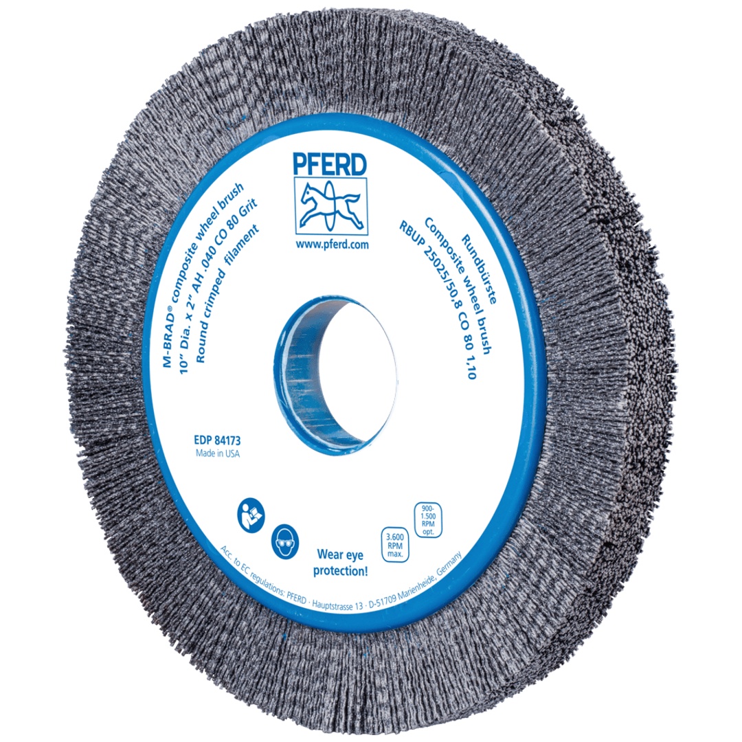 PFERD TOOLS COMPOSITE Rundbürste RBUP Ø 250x25x50,8 mm Bohrung Keramik-Filament-Ø 1,10mm Korn 80 stationär
