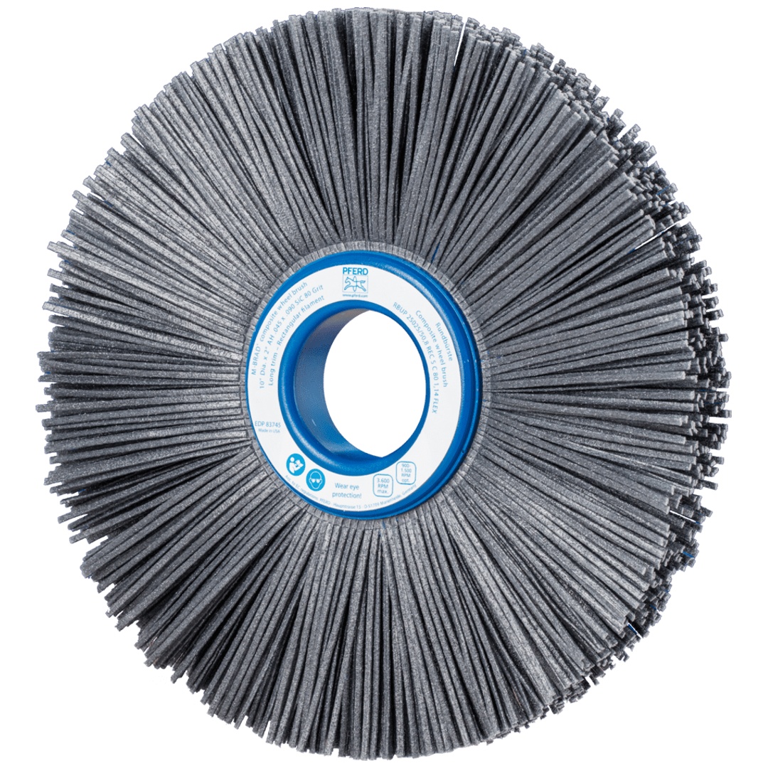 PFERD TOOLS COMPOSITE FLEX Rundbürste RBUP Ø 250x25x50,8 mm Bohrung SiC-Filament-Ø 1,14 mm Korn 80 stationär