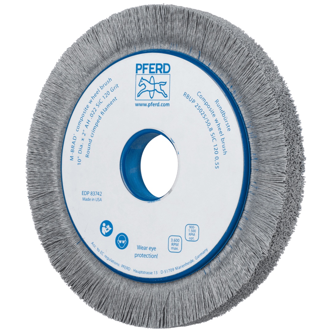 PFERD TOOLS COMPOSITE Rundbürste RBUP Ø 250x25x50,8 mm Bohrung SiC-Filament-Ø 1,10m Korn 120 stationär