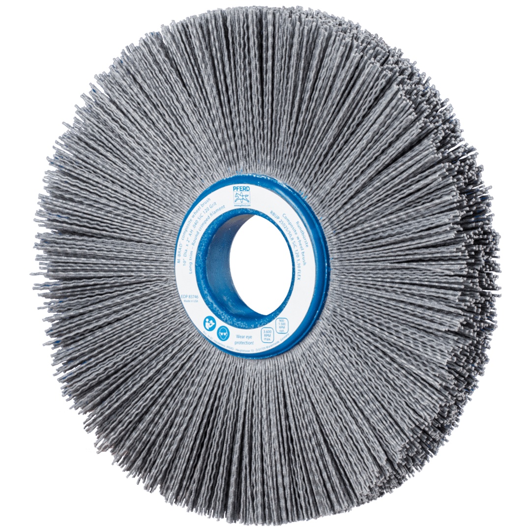 PFERD TOOLS COMPOSITE FLEX Rundbürste RBUP Ø 250x25x50,8 mm Bohrung SiC-Filament-Ø 1,00mm Korn 120 stationär