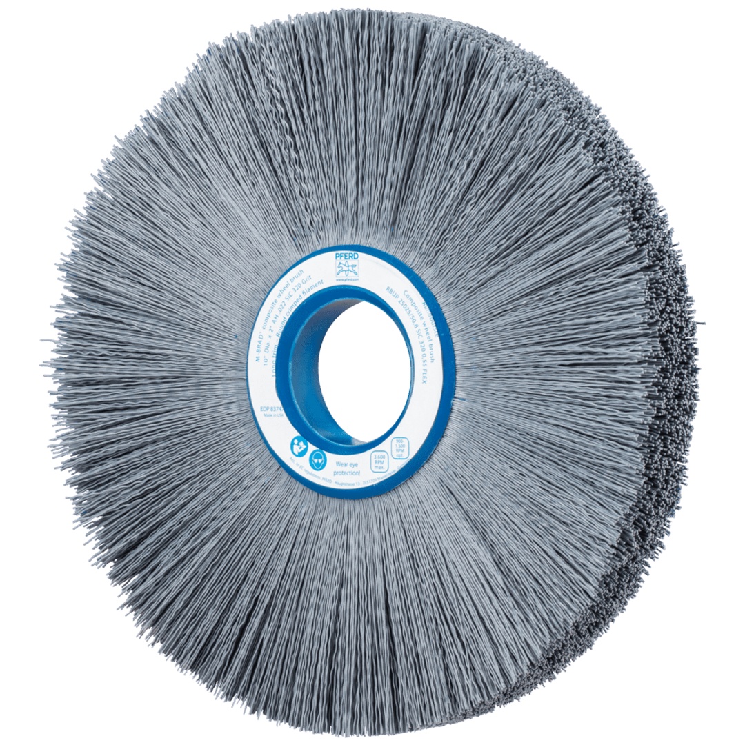 PFERD TOOLS COMPOSITE FLEX Rundbürste RBUP Ø 250x25x50,8 mm Bohrung SiC-Filament-Ø 0,55 mm Korn 320 stationär