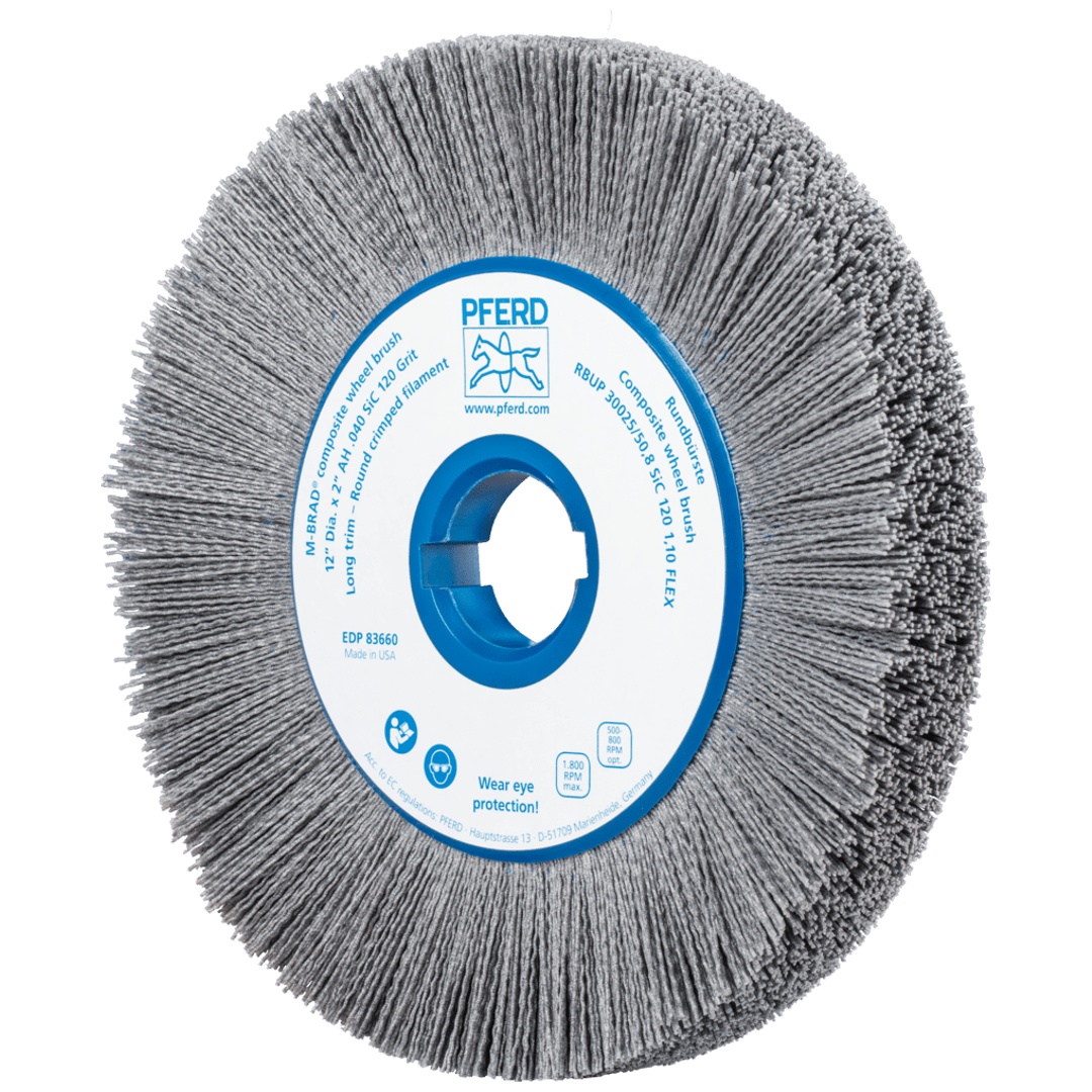 PFERD TOOLS COMPOSITE FLEX Rundbürste RBUP Ø 300x25x50,8 mm Bohrung SiC-Filament-Ø 1,10mm Korn 120 stationär