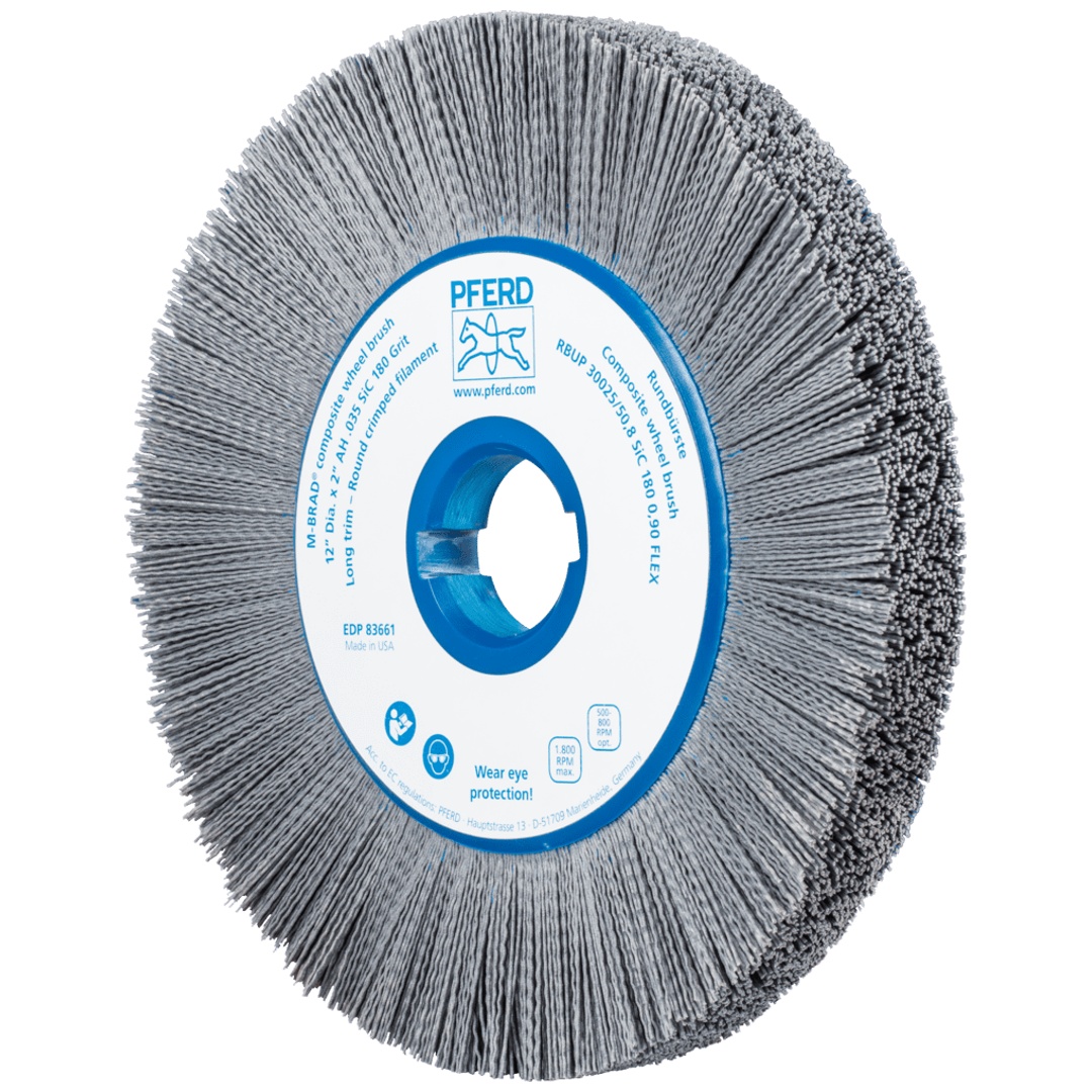 PFERD TOOLS COMPOSITE FLEX Rundbürste RBUP Ø 300x25x50,8 mm Bohrung SiC-Filament-Ø 0,90mm Korn 180 stationär