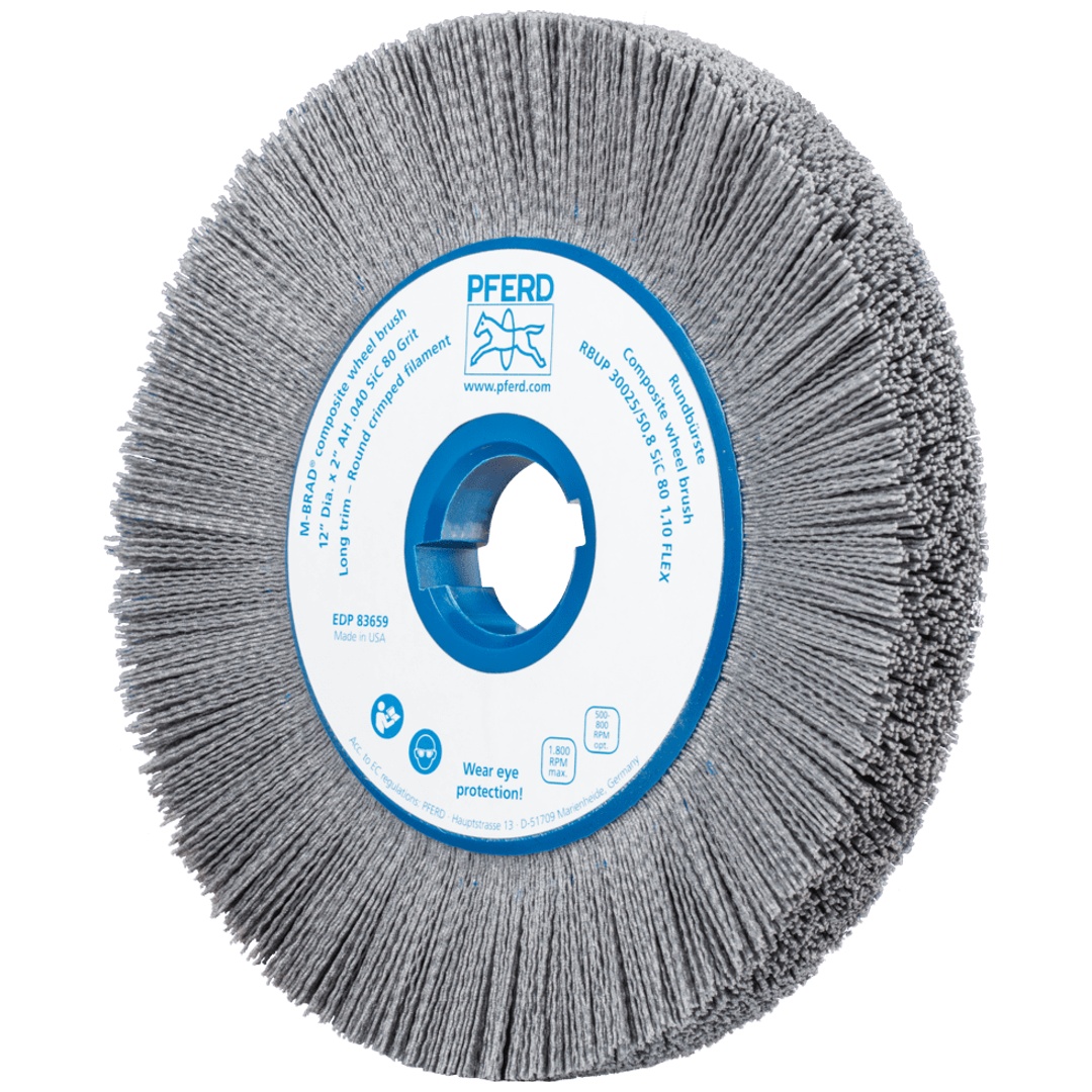 PFERD TOOLS COMPOSITE FLEX Rundbürste RBUP Ø 300x25x50,8 mm Bohrung SiC-Filament-Ø 1,10mm Korn 80 stationär