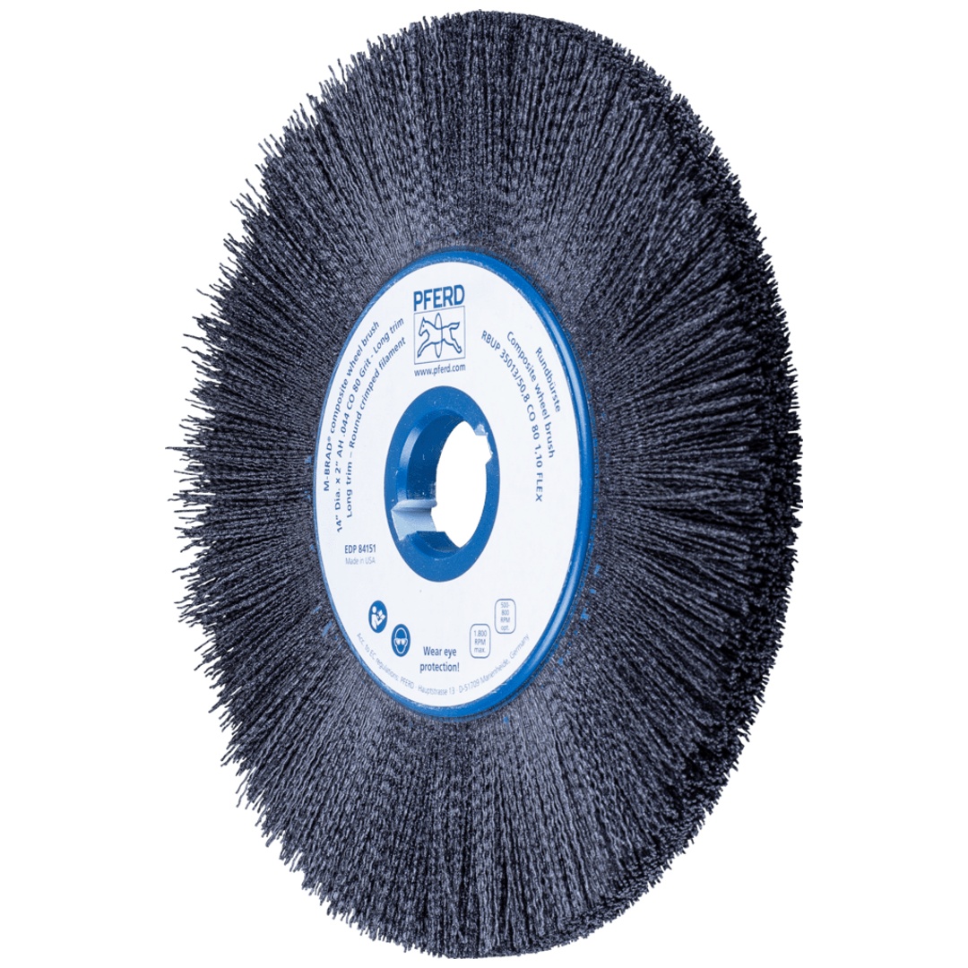 PFERD TOOLS COMPOSITE FLEX Rundbürste RBUP Ø 350x13x50,8 mm Keramik-Filament-Ø 1,10mm Korn 80 stationär