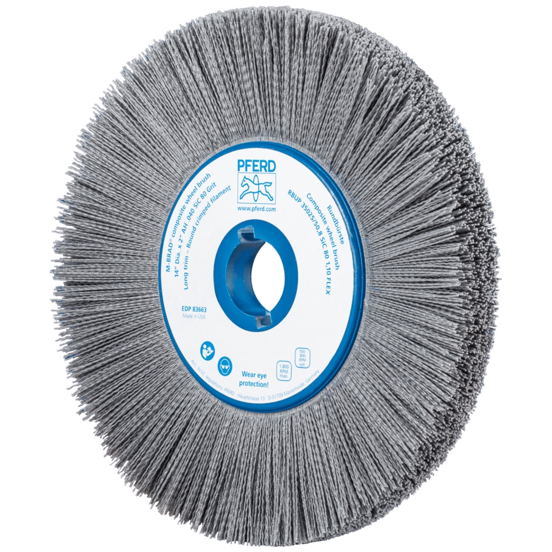 PFERD TOOLS COMPOSITE FLEX Rundbürste RBUP Ø 350x25x50,8 mm Bohrung SiC-Filament-Ø 1,10mm Korn 80 stationär