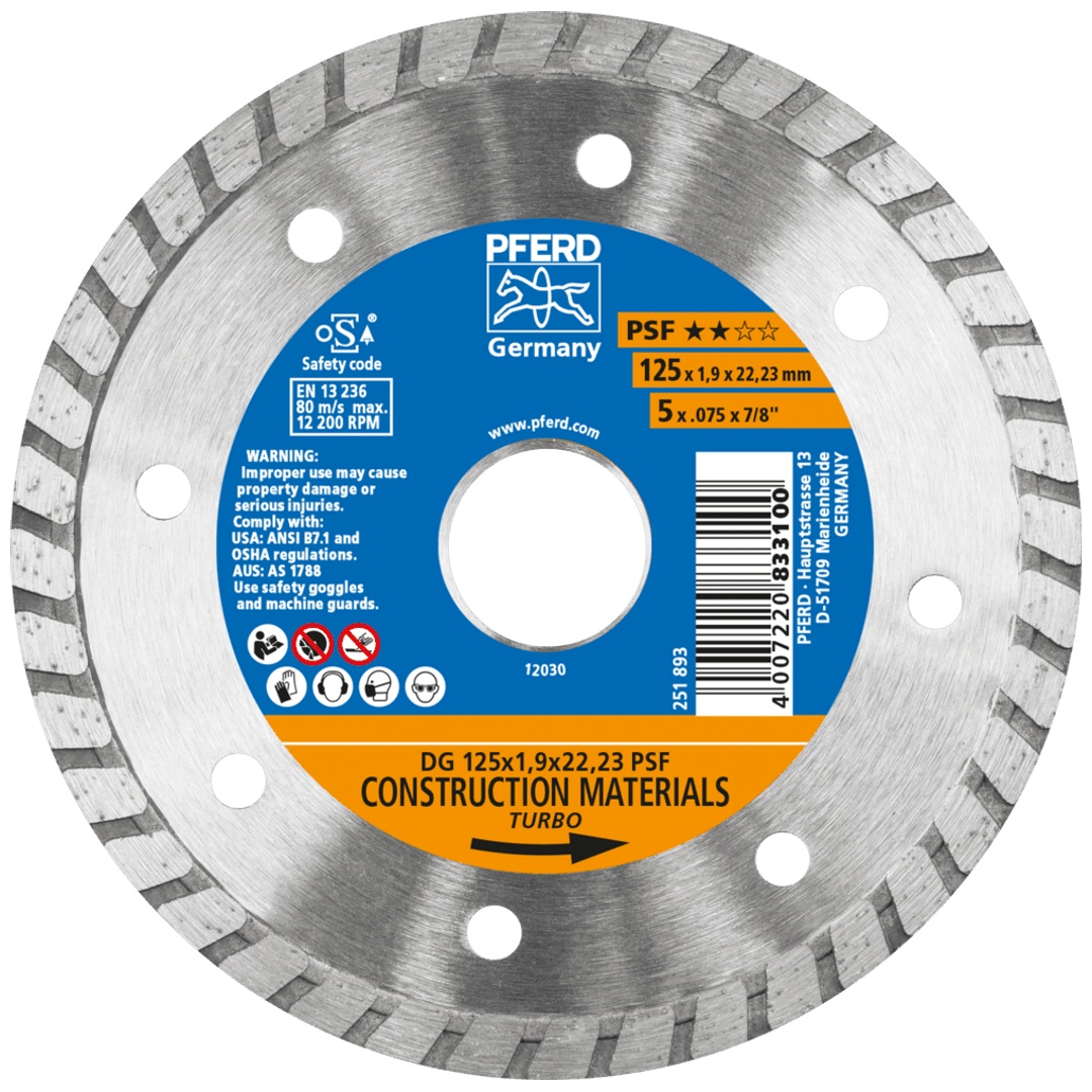 PFERD TOOLS Diamant-Trennscheibe DG 125x1,9x22,23 mm START z. Trennen v. Stein/Beton,hohe Schnittqualität