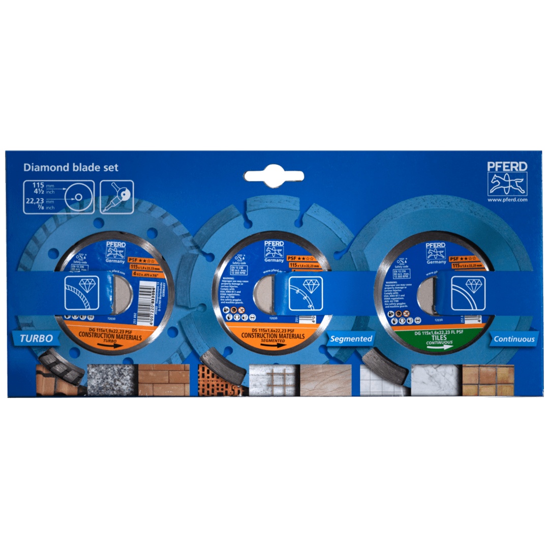 PFERD TOOLS 3-tlg. Diamant-Trennscheiben-Set 115x1,6/1,9 mm START Allround