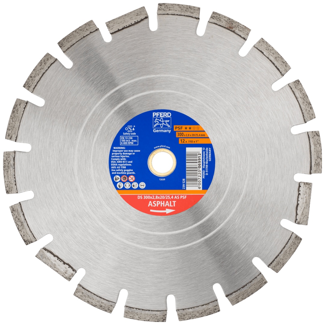 PFERD TOOLS Diamant-Trennscheibe DS 300x2,8x20/25,4 mm PSF für schnelles Trennen von Asphalt